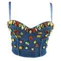 Denim Crystal Corset Top