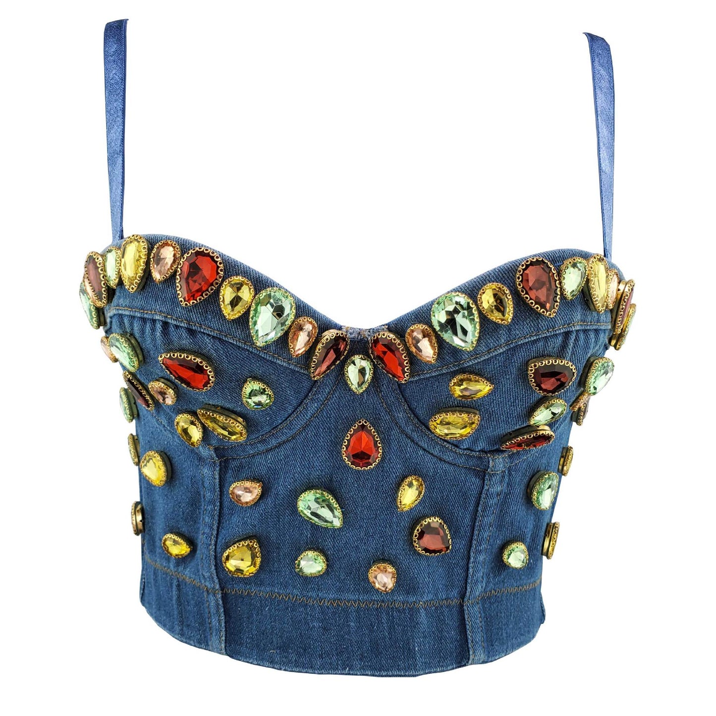 Denim Crystal Corset Top