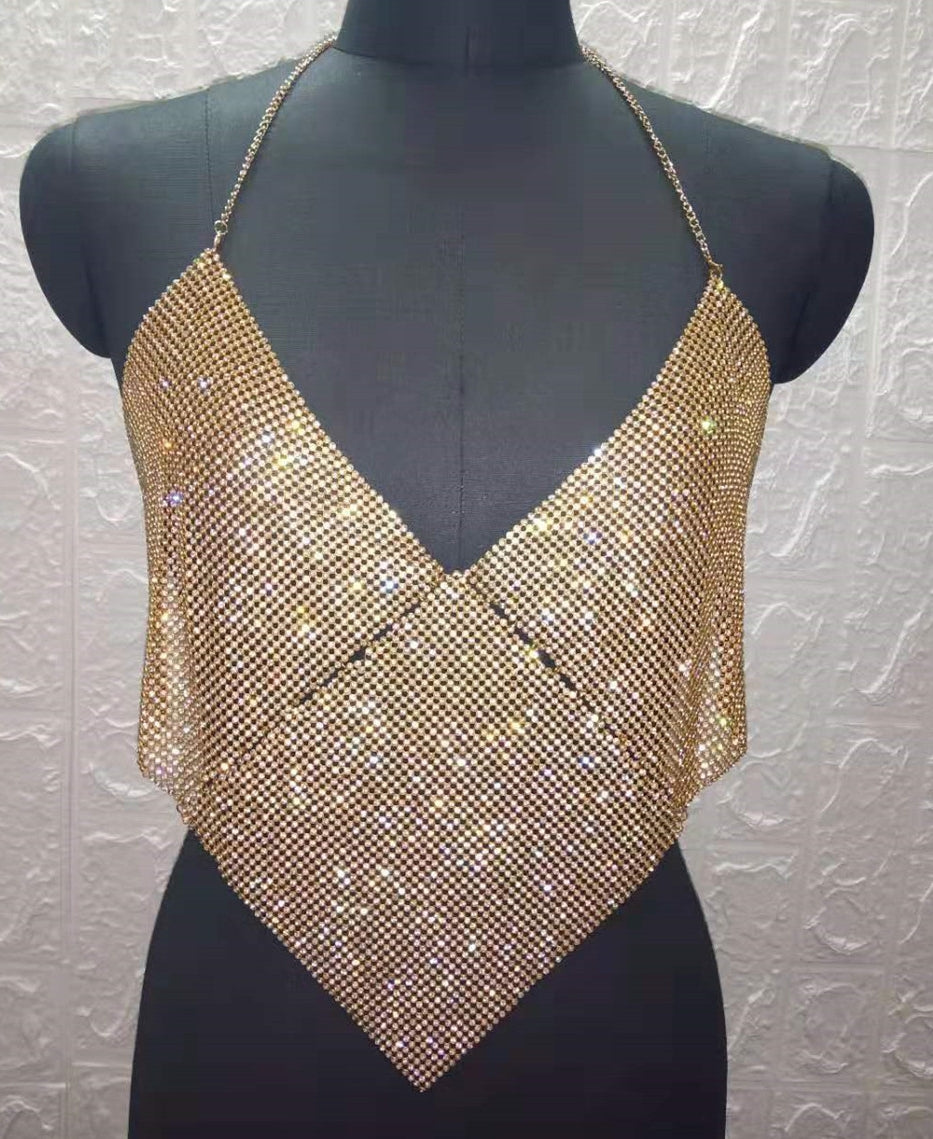V Neck Crystal Cami Top