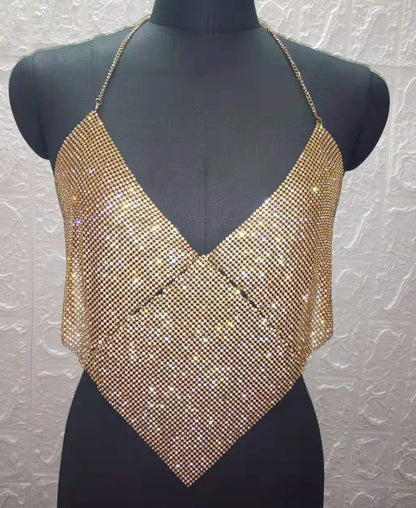 V Neck Crystal Cami Top