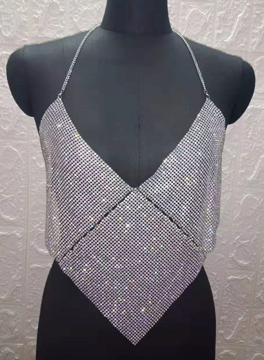 V Neck Crystal Cami Top