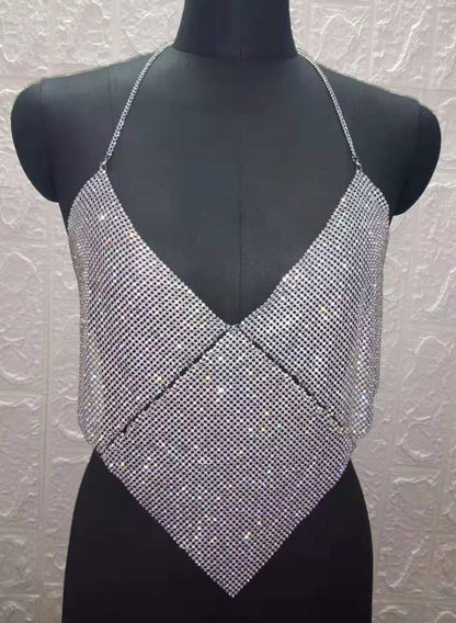 V Neck Crystal Cami Top