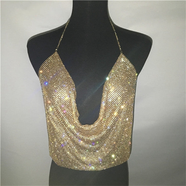 2PCS Sparkly Cami Top Skirt Set