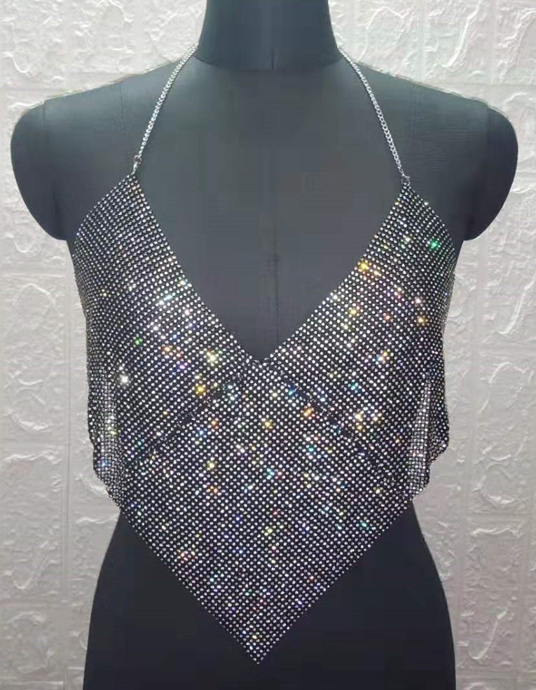 V Neck Crystal Cami Top