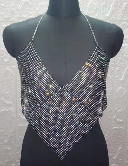 V Neck Crystal Cami Top