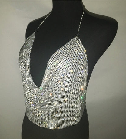 2PCS Sparkly Cami Top Skirt Set