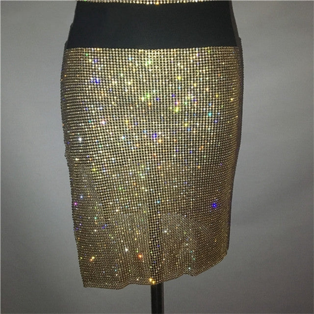 2PCS Sparkly Cami Top Skirt Set