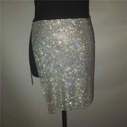 2PCS Sparkly Cami Top Skirt Set