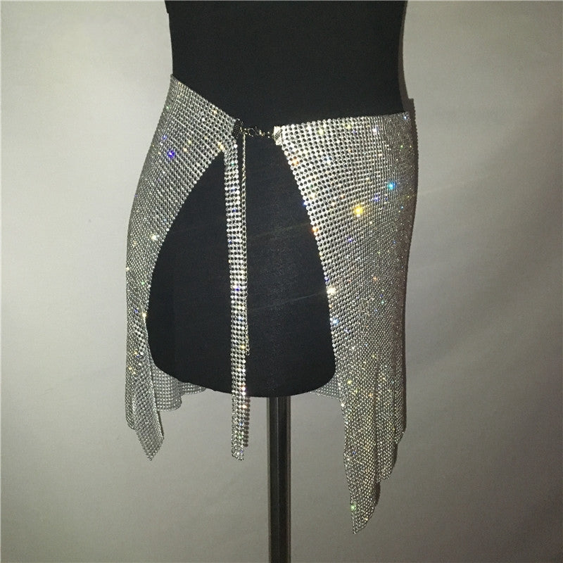 2PCS Sparkly Cami Top Skirt Set