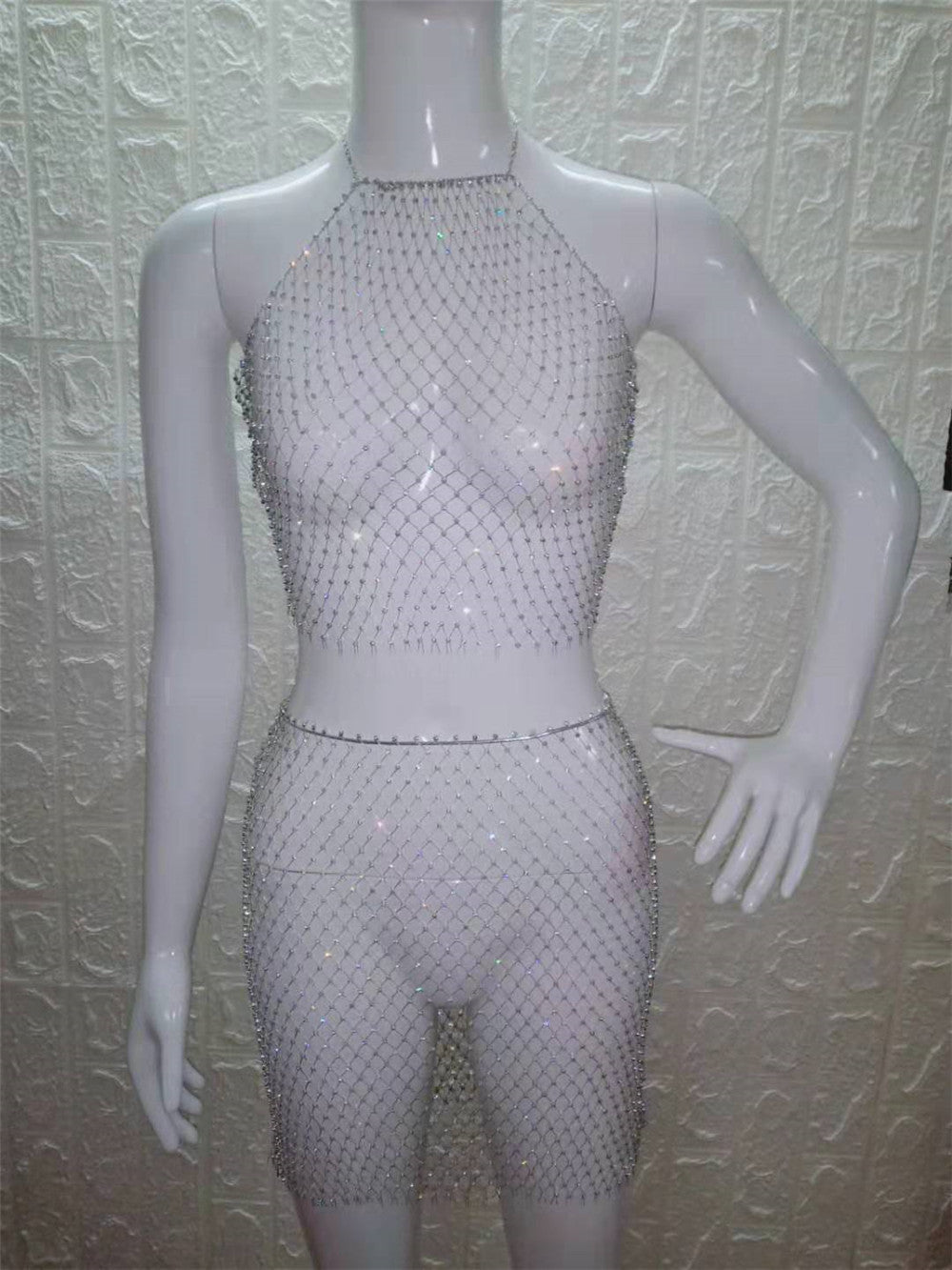 Weaving Mesh Top & Skirt