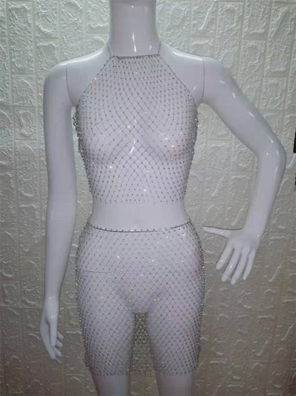 Weaving Mesh Top & Skirt