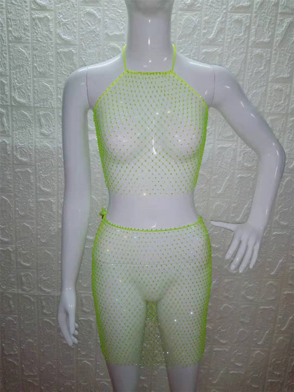 Weaving Mesh Top & Skirt