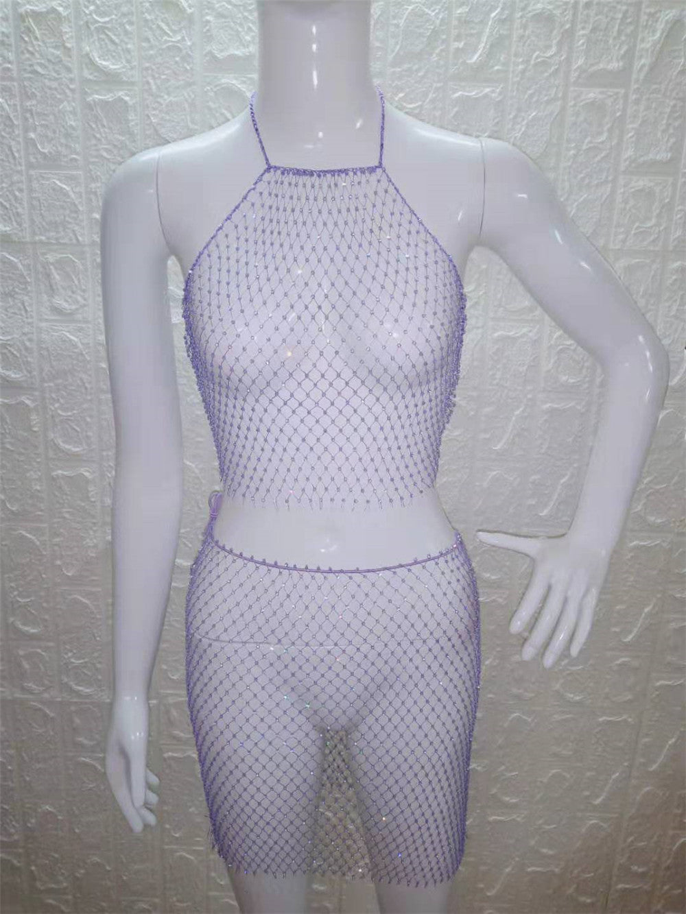 Weaving Mesh Top & Skirt
