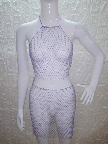 Weaving Mesh Top & Skirt
