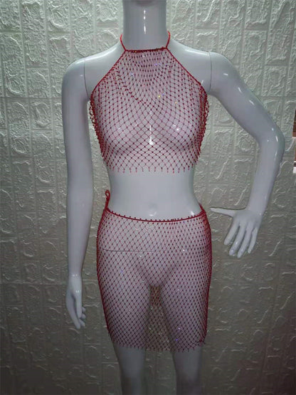 Weaving Mesh Top & Skirt