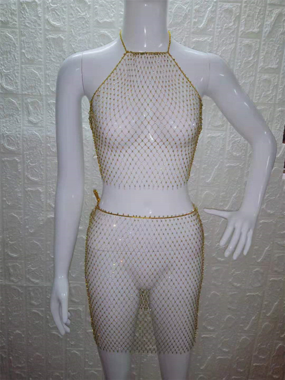 Weaving Mesh Top & Skirt