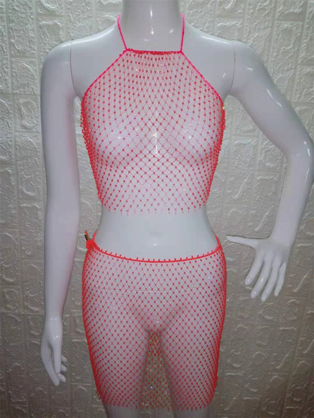 Weaving Mesh Top & Skirt