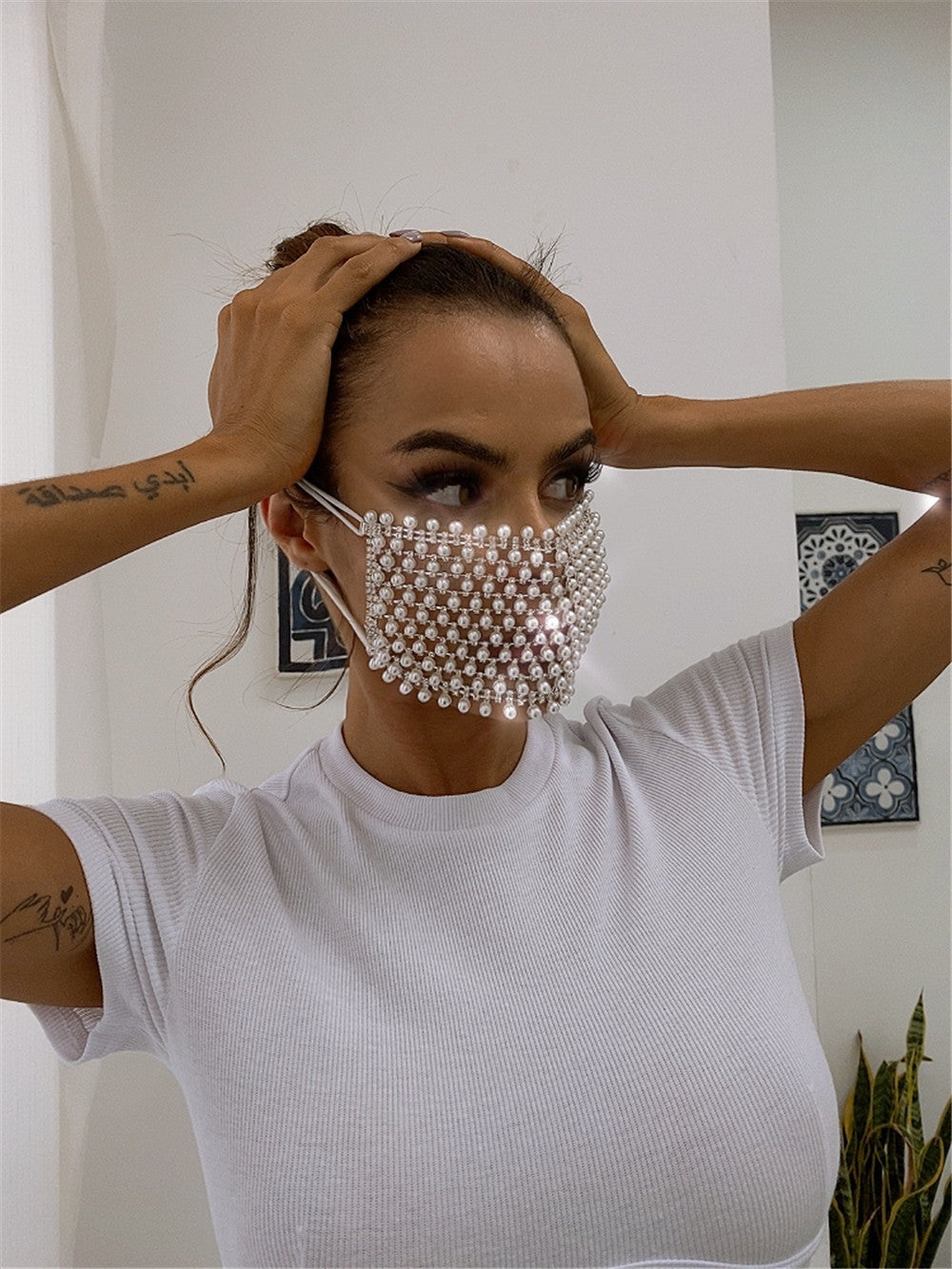 Handmade Pearl Mask Cover