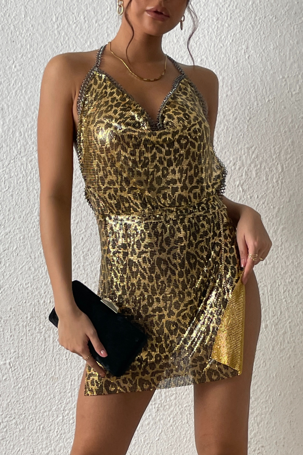 Hemming Chain Dress - Brown Leopard