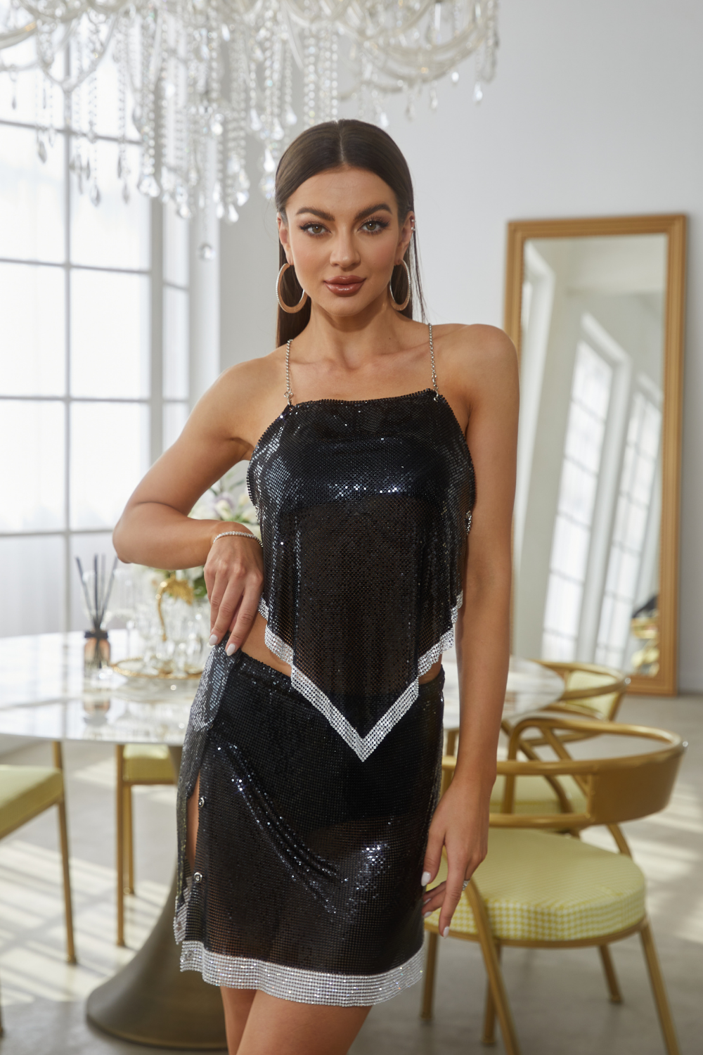 Black Elf Cami Top & Skirt Set