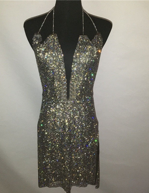 Dip It Low Diamanté Dress