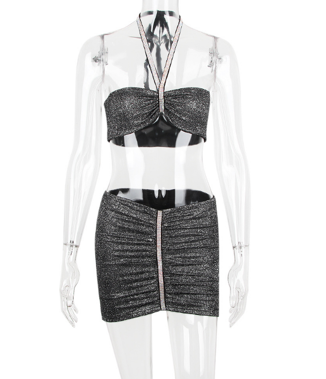 2Pcs Halter Mini Top & Skirt