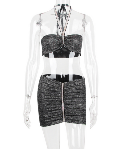2Pcs Halter Mini Top & Skirt