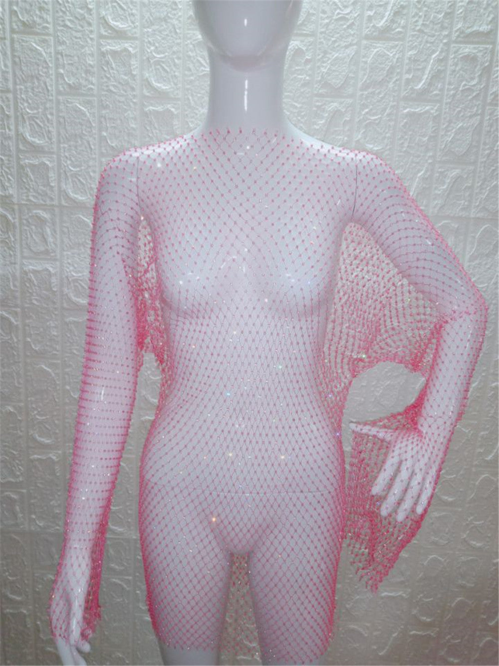 Long Sleeve Diamond Mesh