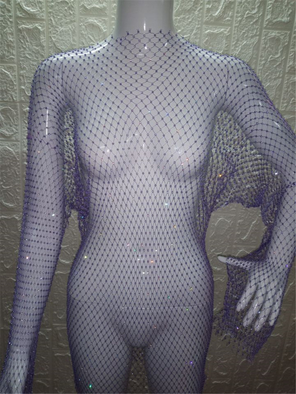 Long Sleeve Diamond Mesh