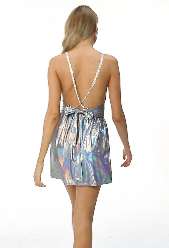 Laser Sparkle Backless Dress