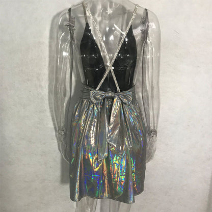 Laser Sparkle Backless Dress