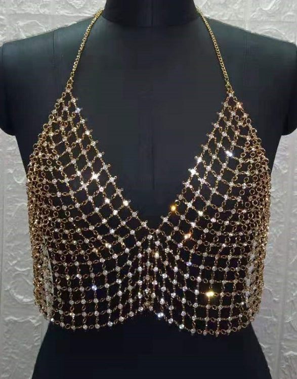 Sparkle V Neck Cami Chain Top