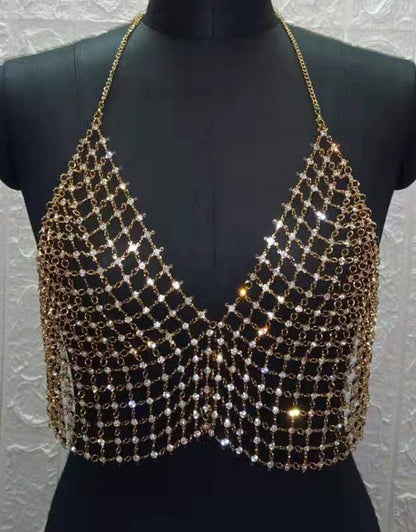 Sparkle V Neck Cami Chain Top