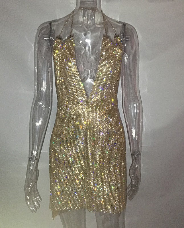 Dip It Low Diamanté Dress