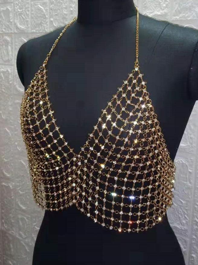 Sparkle V Neck Cami Chain Top