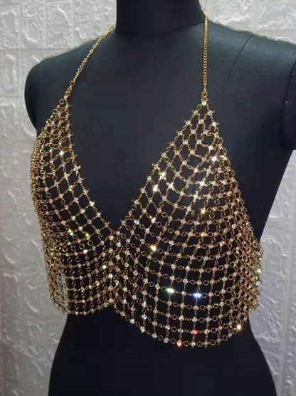 Sparkle V Neck Cami Chain Top