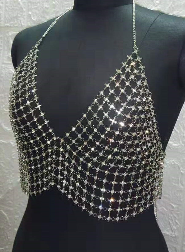 Sparkle V Neck Cami Chain Top