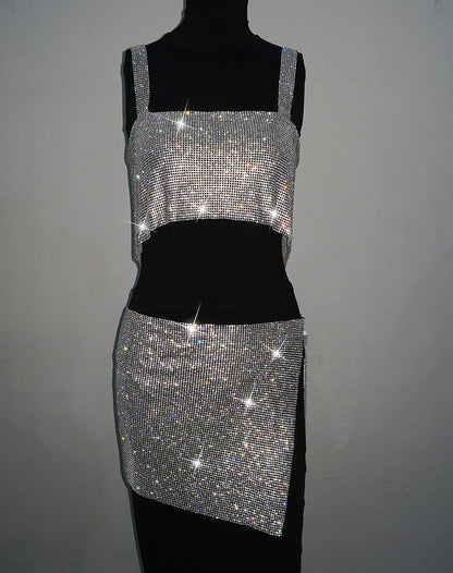 2PCs Diamante Skirt Set