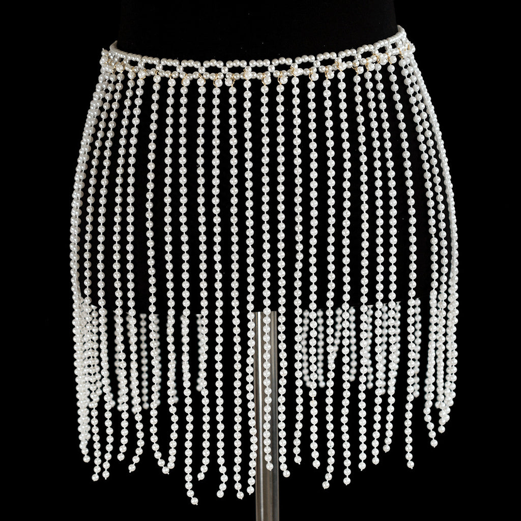 Pearl Bra Skirt Bikini Cover Up Set