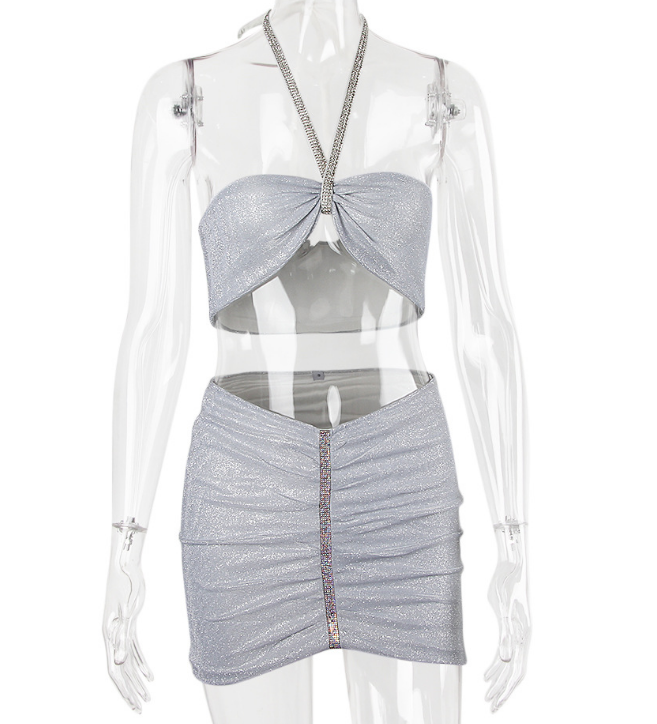 2Pcs Halter Mini Top & Skirt