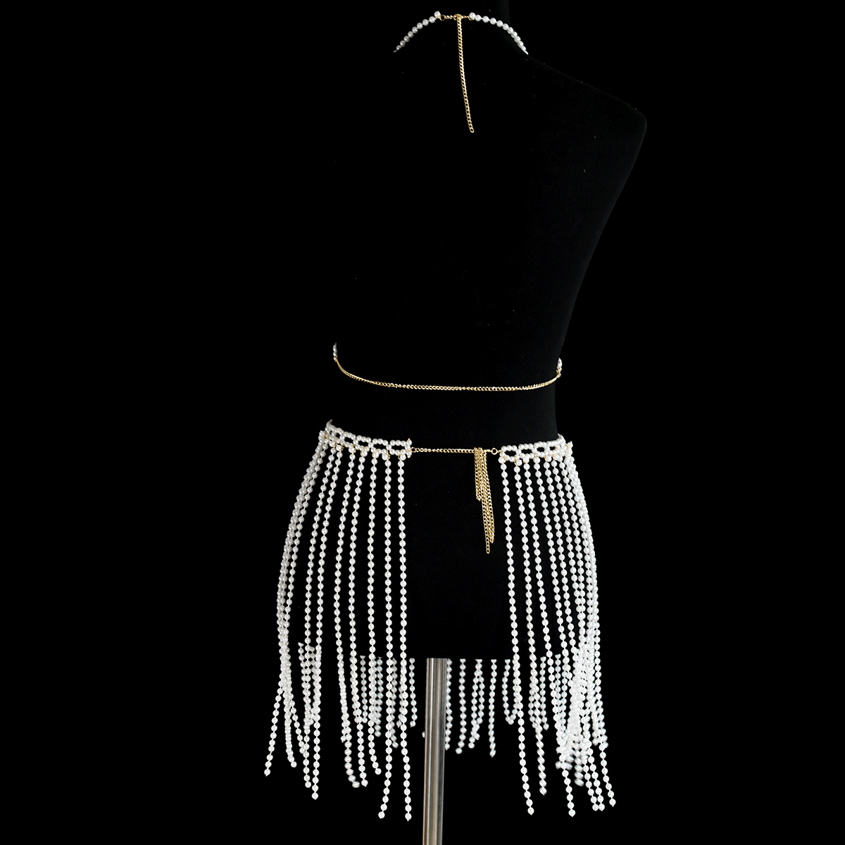 Pearl Bra Skirt Bikini Cover Up Set